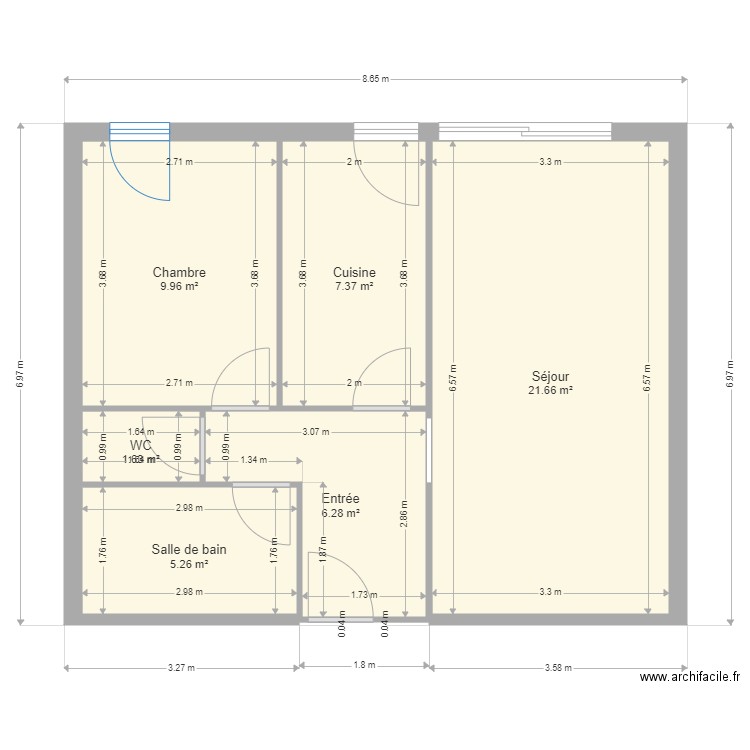 TORIBIO hanappier. Plan de 6 pièces et 52 m2