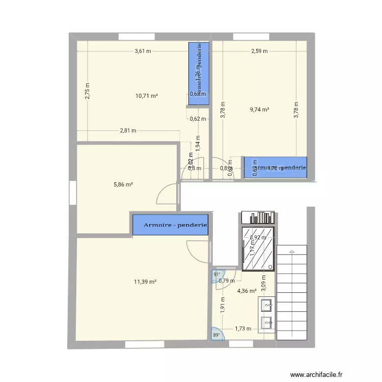 Etage maison actuel. Plan de 5 et 42 m² Etage maison actuel. Plan de 5 et 42 m²