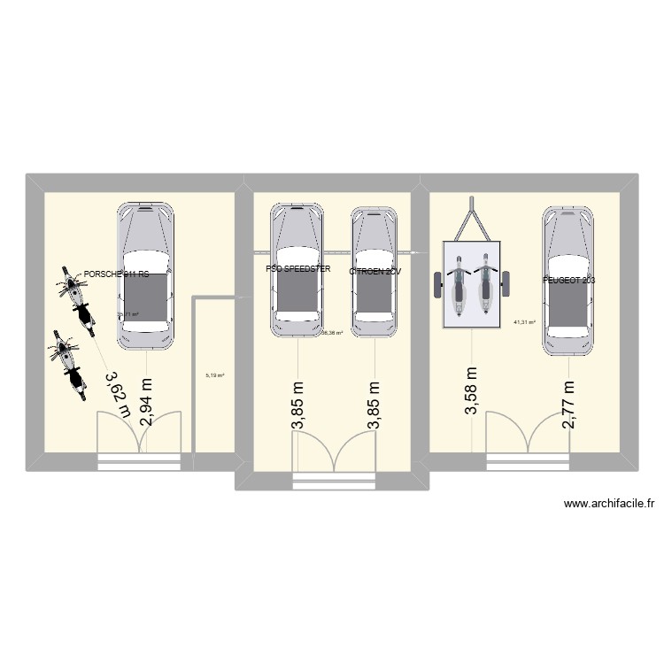 garage 1. Plan de 4 pièces et 119 m2