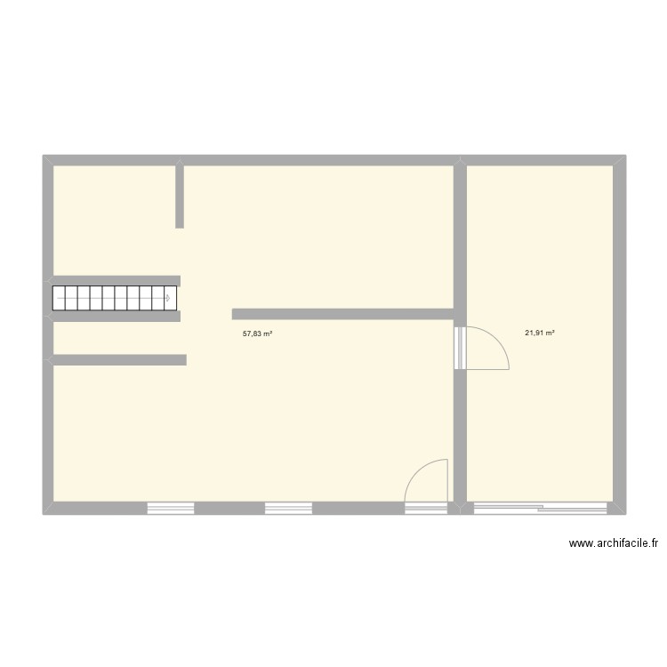julien 3. Plan de 2 pièces et 80 m2
