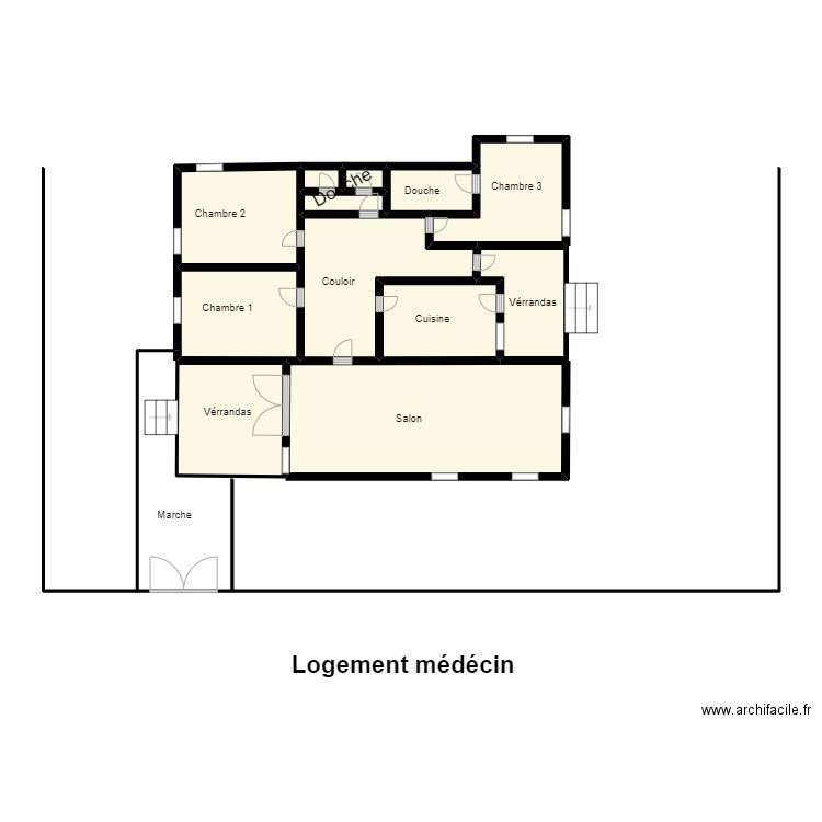 Vue en plan de Logement CS BOPA. Plan de 11 pièces et 59 m2