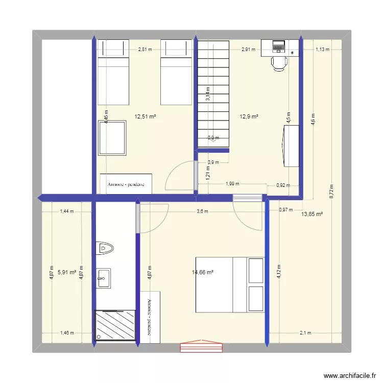 Celles sur plaine Etage. Plan de 