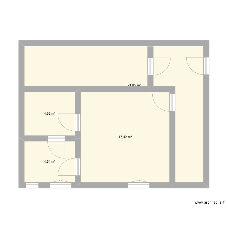 Maison rdc. Plan de 4 pièces et 48 m2