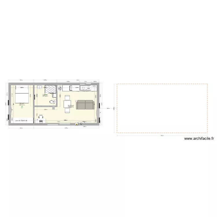 36 m² Chaloupe. Plan de 3 et 35 m² 36 m² Chaloupe. Plan de 3 et 35 m²