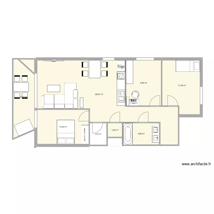 VILLFRANCHE. Plan de 8  et 88 m²