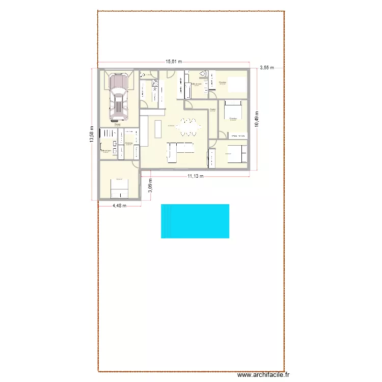 plan maison soussans. Plan de 11  et 161 m²