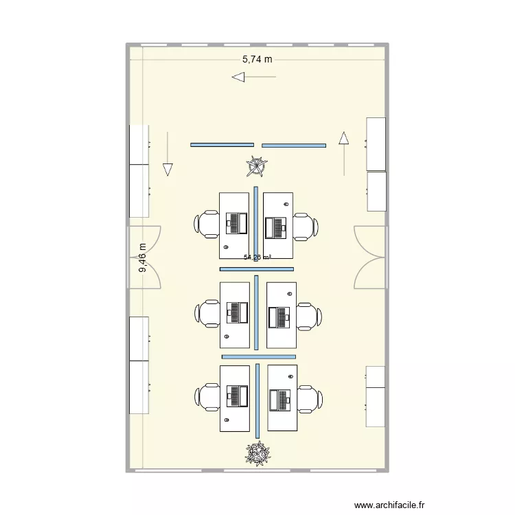 Bureau V2. Plan de 1 et 54 m² Bureau V2. Plan de 1 et 54 m²