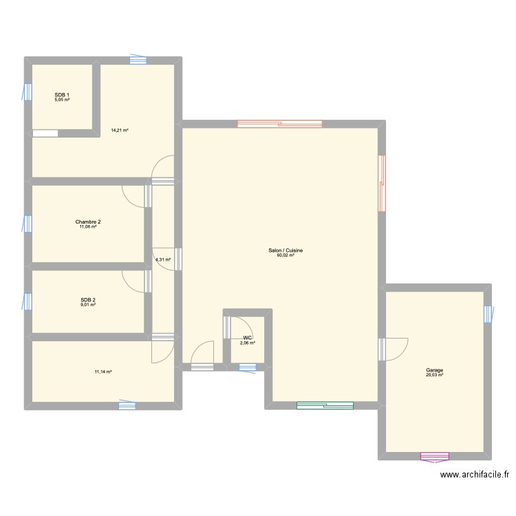 Maison. Plan de 9 pièces et 137 m2