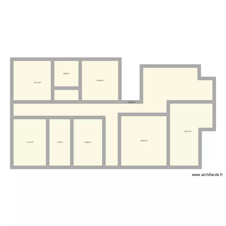 appartement T 5. Plan de 9  et 121 m²