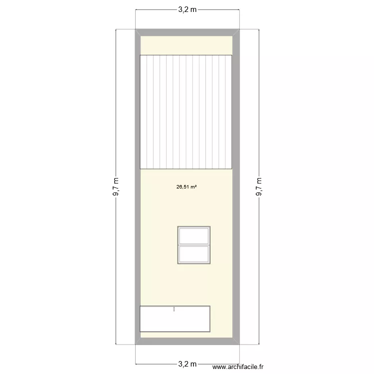 F/B. Plan de 1 pièce et 27 m² F/B. Plan de 1 pièce et 27 m²