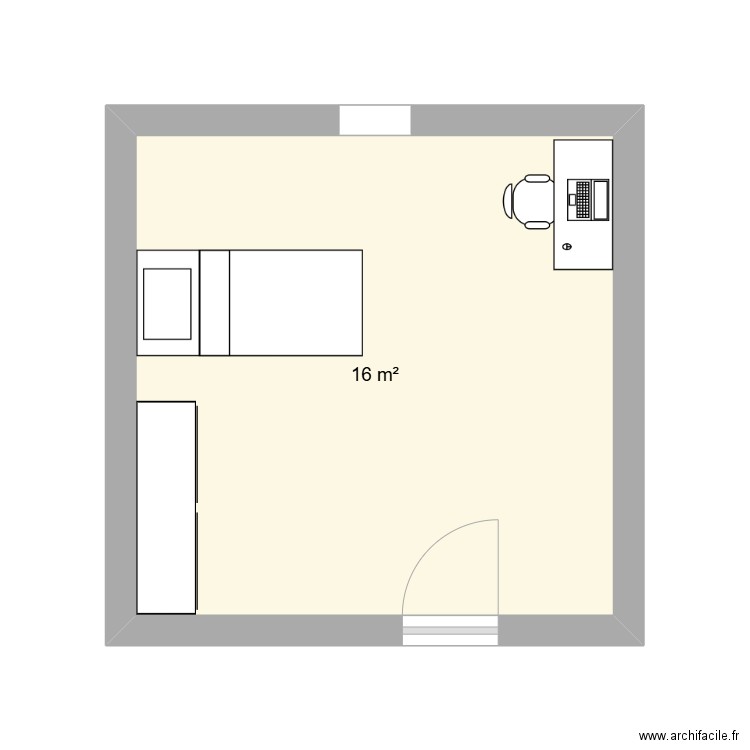 chambre noe. Plan de 1 pièce et 16 m2
