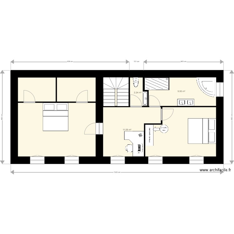  arvoire. Plan de 8 pièces et 74 m2