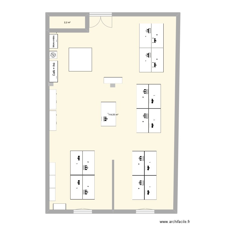 SALON. Plan de 2 pièces et 117 m2