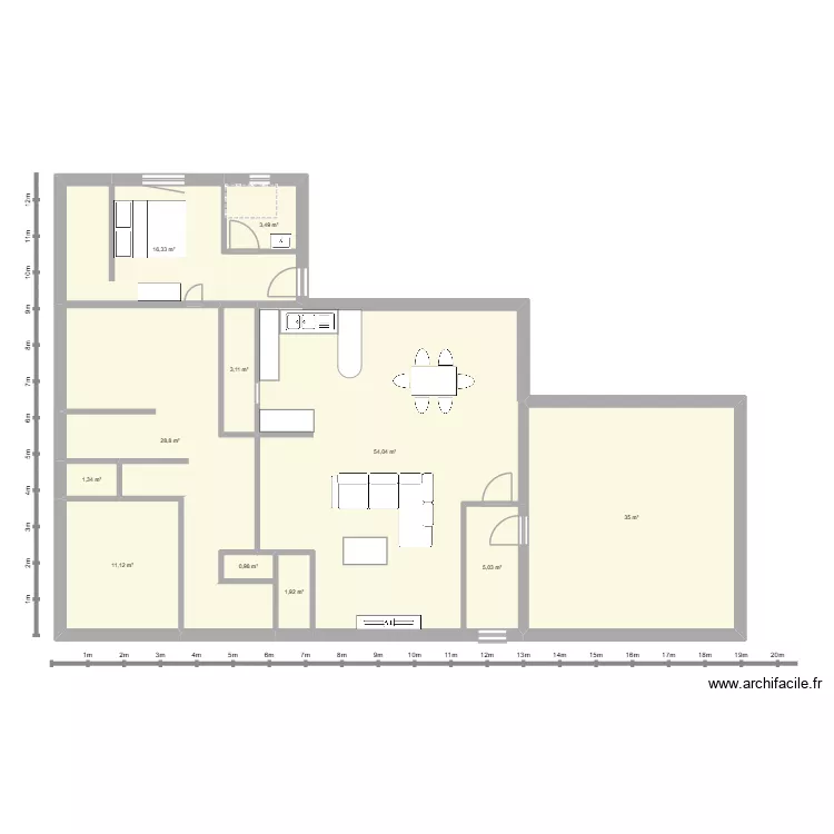 essai. Plan de 11  et 161 m²