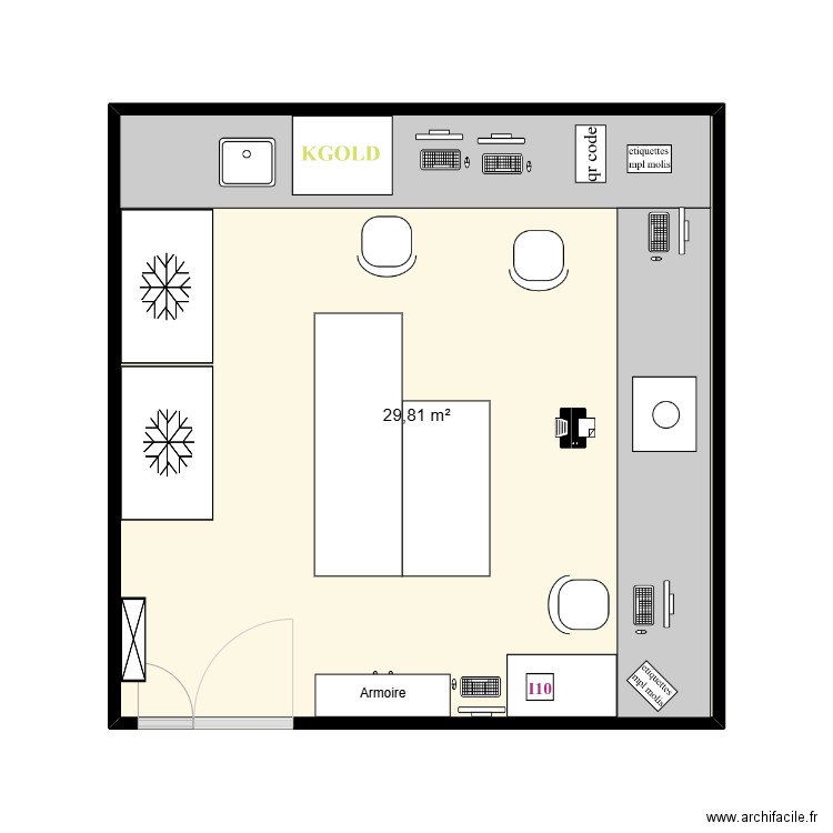 base arrière v3 kamal. Plan de 1 pièce et 30 m2