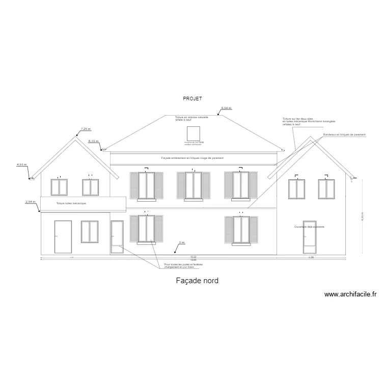 Façade nord projet 3. Plan de Façade nord projet 3. Plan de