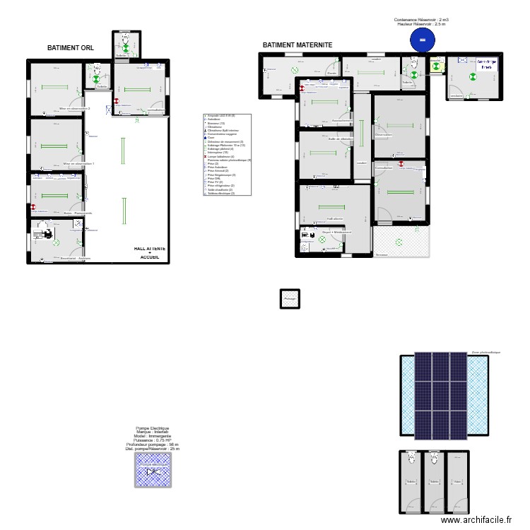 Plan de masse 02. Plan de 26 pièces et 181 m2