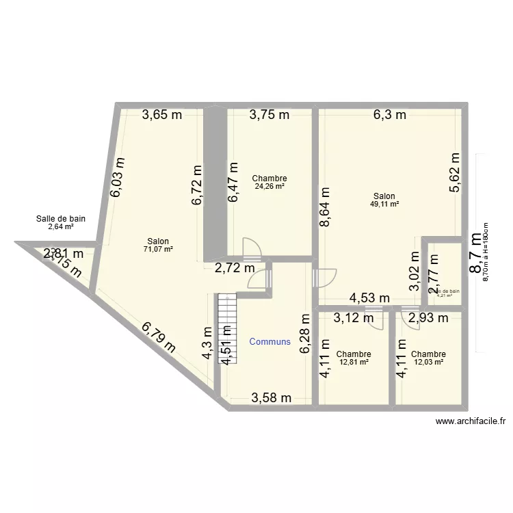 Lombardie - Grenier. Plan de 7  et 176 m²