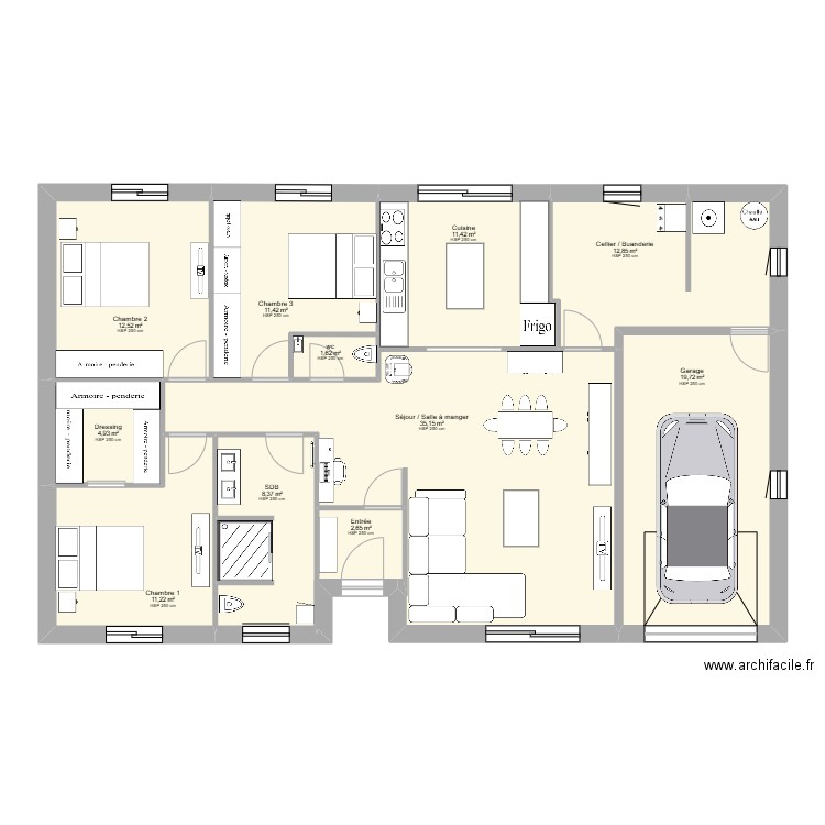 kroum et souria 3. Plan de 11 pièces et 132 m2