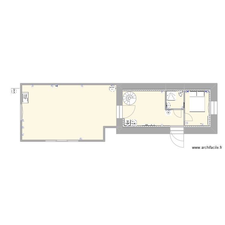 Sous sol Elec prises. Plan de 6 pièces et 65 m2