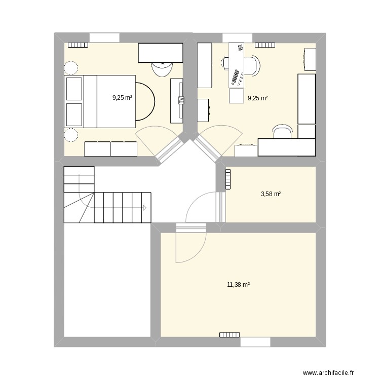 plan chambre 2.0. Plan de 4 pièces et 33 m2