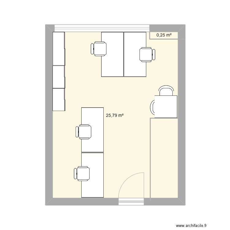 EC plan 2. Plan de 2 pièces et 26 m2
