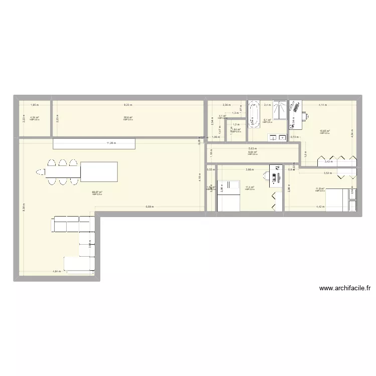 Maison L V2.1. Plan de 11  et 153 m²