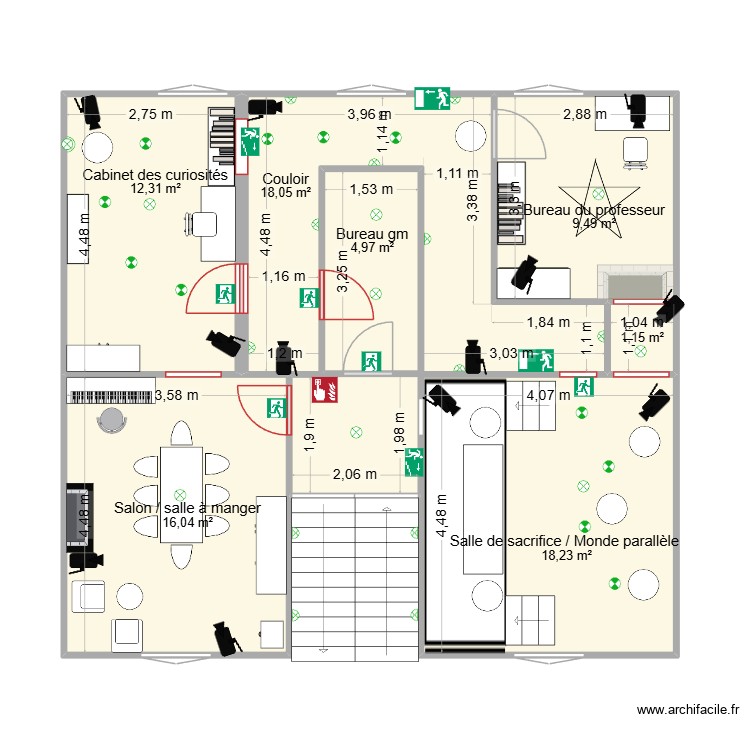 1er &eacute;tage gm au centre v2 prise eclairage. Plan de 0 pièce et 0 m2