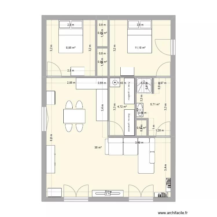 13 MARS. Plan de 8  et 69 m²