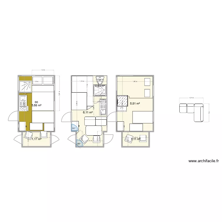 cc 421. Plan de 6 et 21 m² cc 421. Plan de 6 et 21 m²