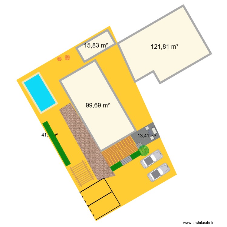 jardin. Plan de 3 pièces et 237 m2