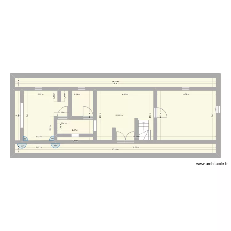 Le Fel - Plan 2&egrave;me &eacute;tage - Sous les combles. Plan de 2 pièces et 83 m²