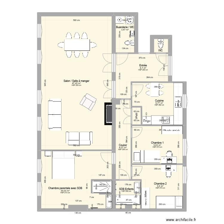 16 Ecoles Projet Faux plafonds. Plan de 11 pièces et 120 m2