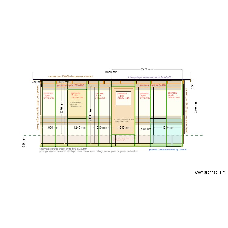 chalet de jardin vue de face . Plan de 0 pièce et 0 m2