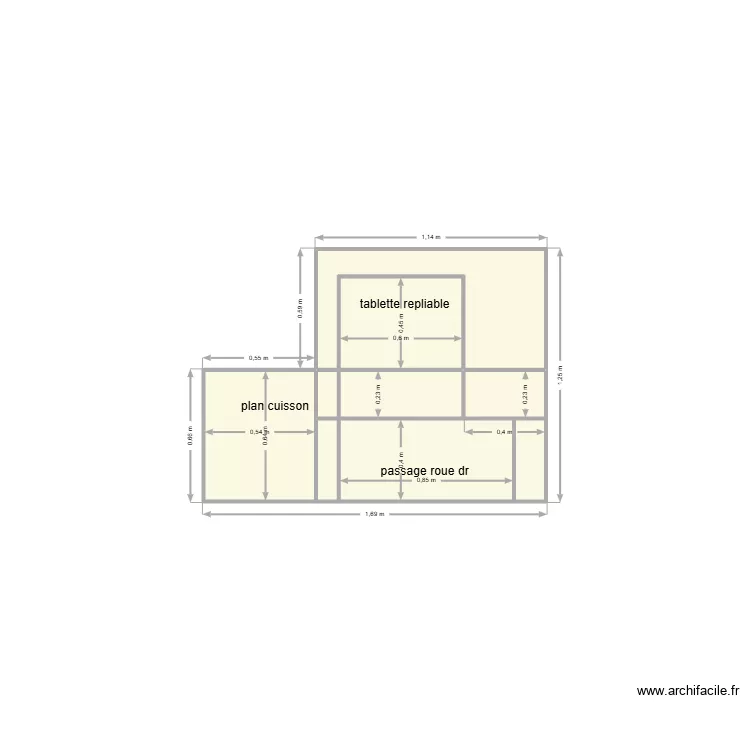 T6 flanc G meuble ht. Plan de 9  et 2 m²