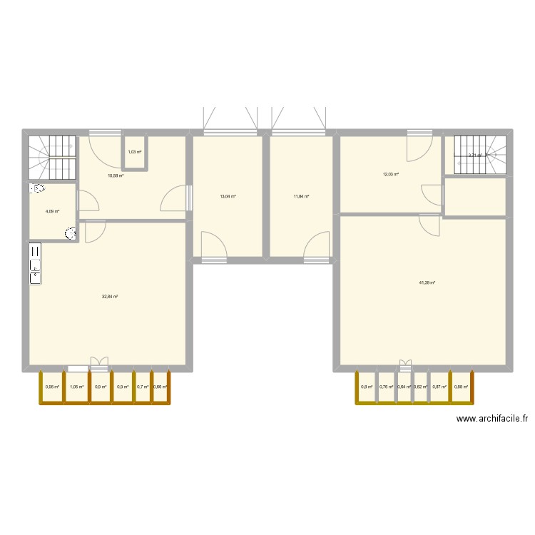 , jvjhhkb. Plan de 21 pièces et 145 m2