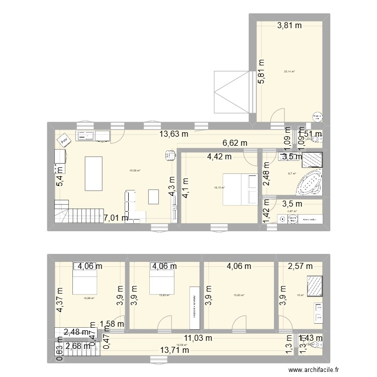 maison. Plan de 5 pièces et 79 m2