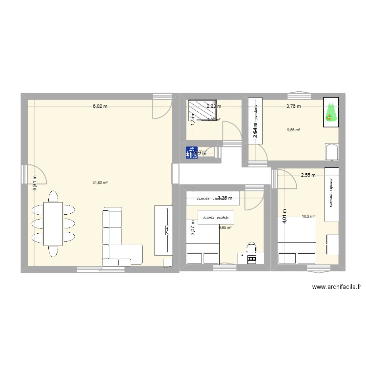 Debut plan maison2. Plan de 6 pièces et 76 m2