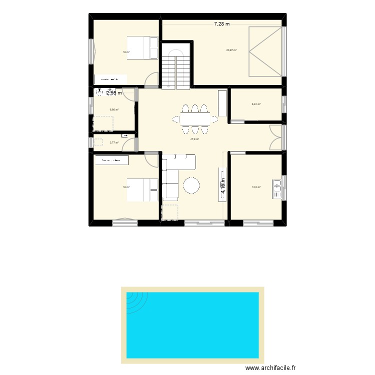SOUWA. Plan de 8 pièces et 132 m2