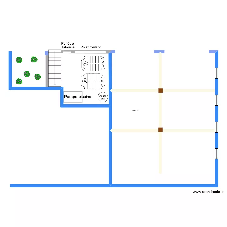 Sous sol. Plan de 1  et 16 m²