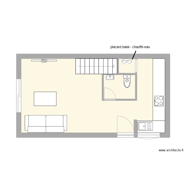 villejust 1. Plan de 3 pièces et 30 m2