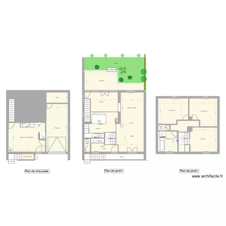 Guynemer2. Plan de 23  et 212 m²