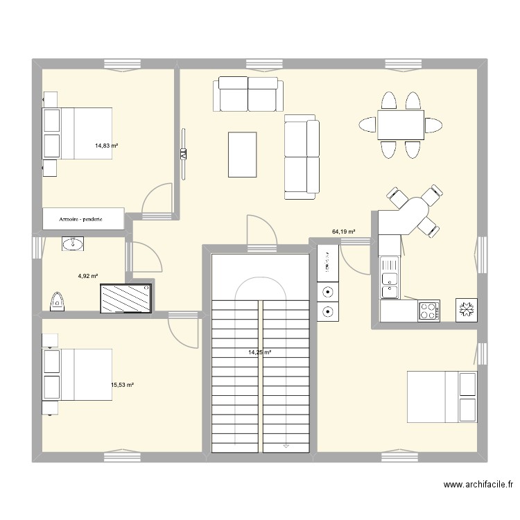 Appartement Montenero. Plan de 5 pièces et 114 m2