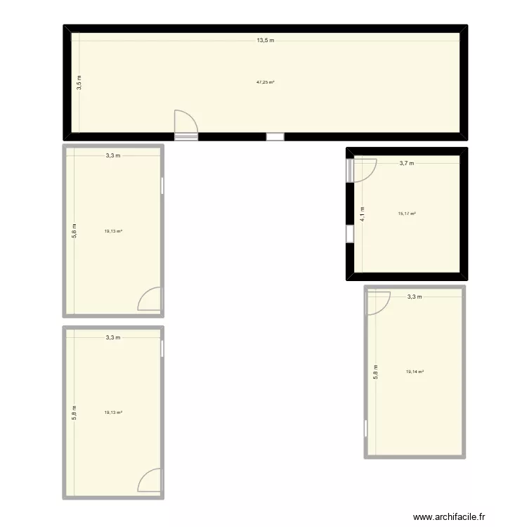 chalet2. Plan de 5  et 120 m²