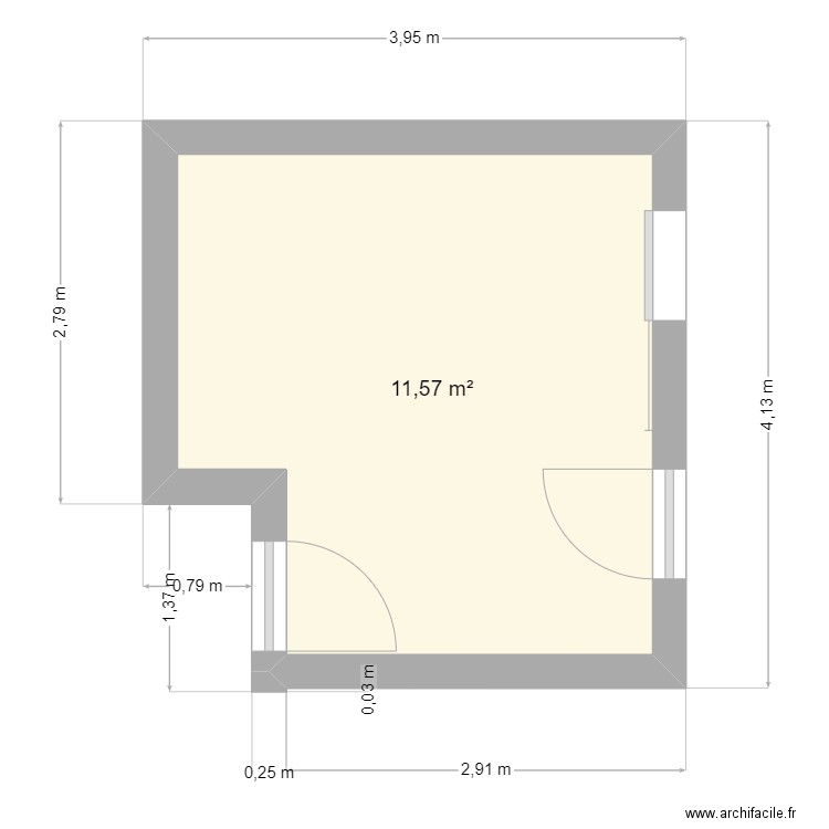 bureau amenagement. Plan de 1 pièce et 12 m2