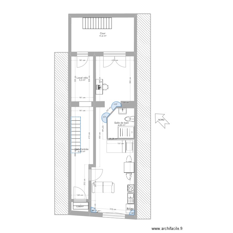 RDC Studio base sans ouverture. Plan de 0 pièce et 0 m2