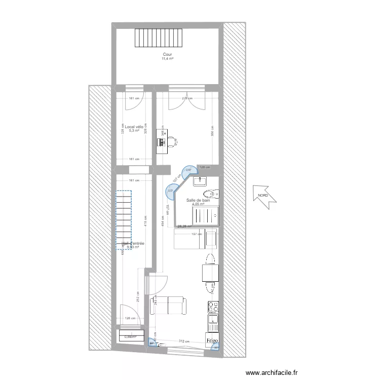 RDC Studio base sans ouverture. Plan de 0 pièce et 0 m2
