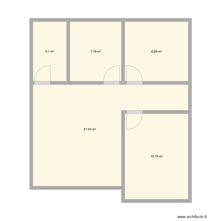 Plan village. Plan de 5 pièces et 63 m2