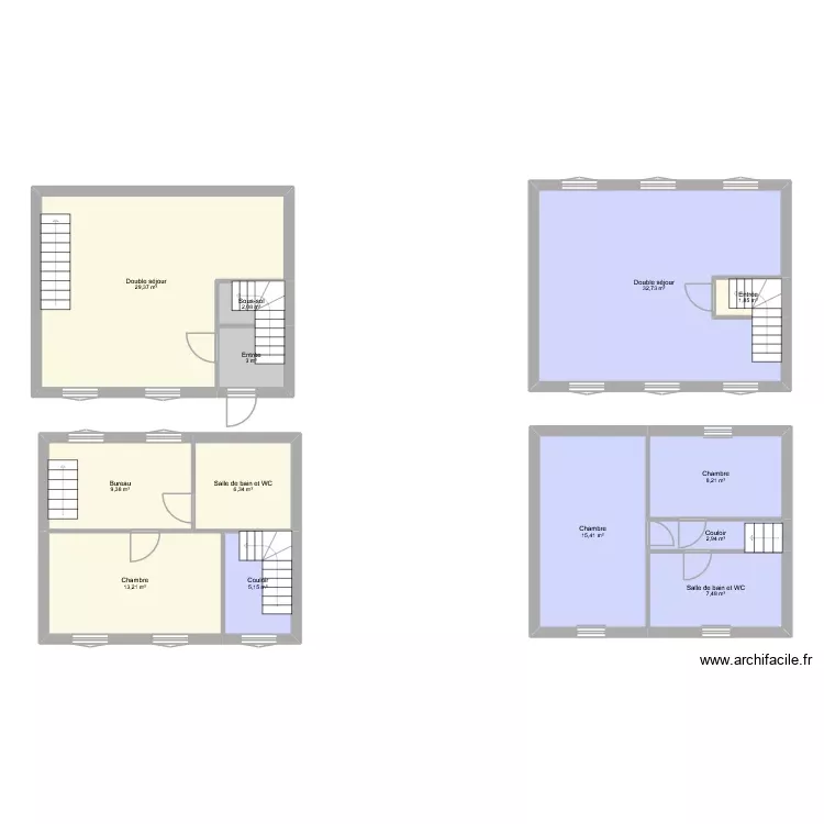 2 DUPLEX DIS. Plan de 13 Pièces et 137 m²