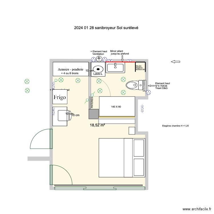 2024 01 28  Sanibroyeur et sol surélevé. Plan de 0 pièce et 0 m2